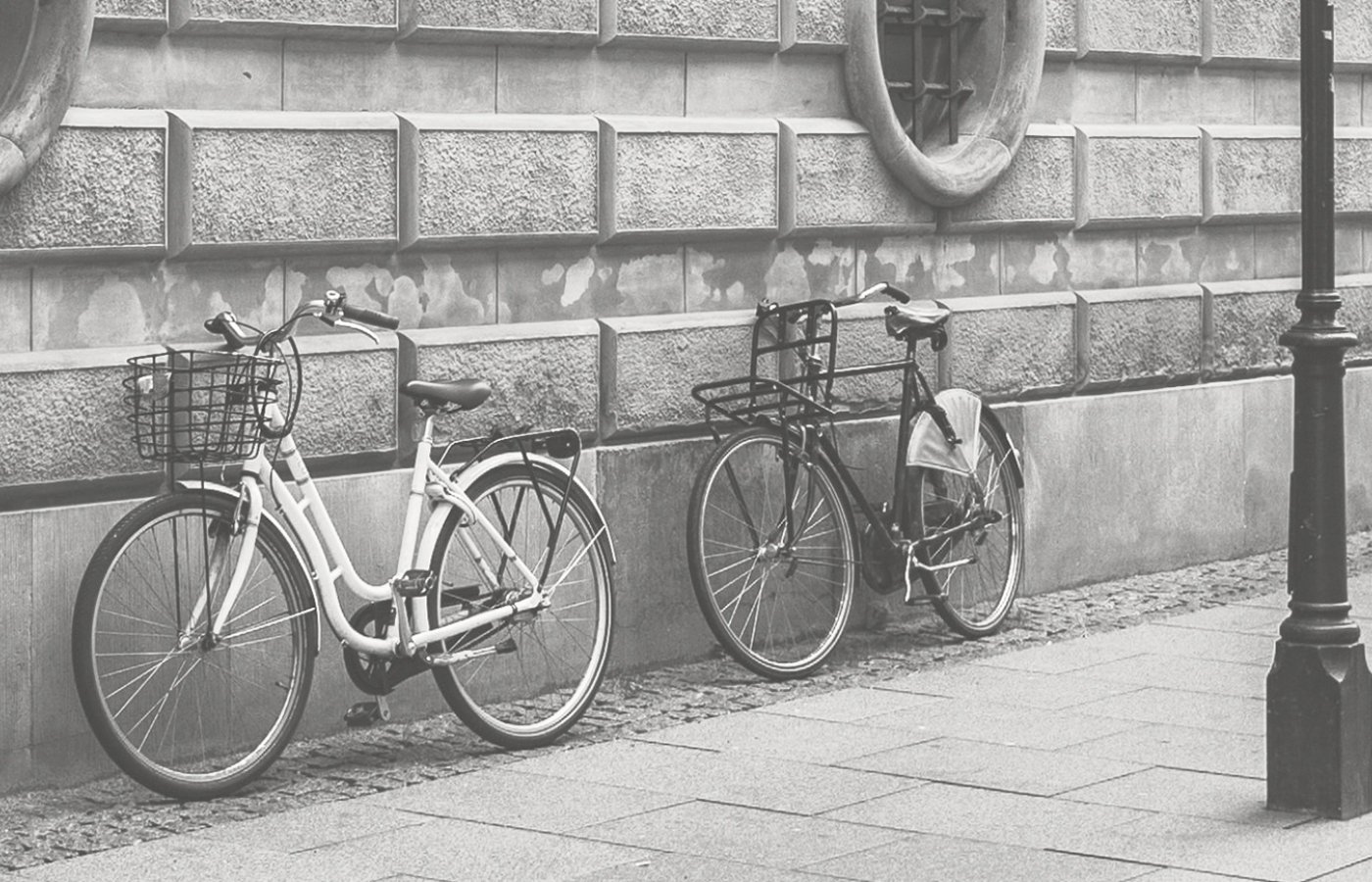 Bicycles against a wall